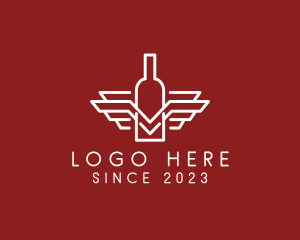 Fine Dining - Wine Bottle Wings logo design