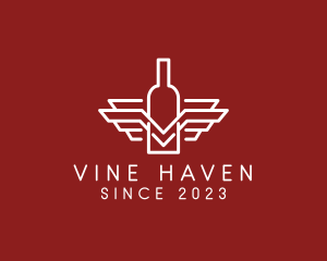 Wine Bottle Wings logo design