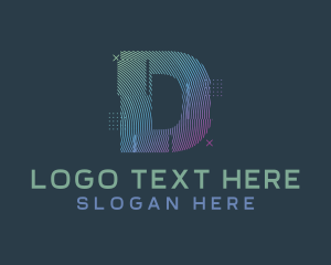 Dj - Modern Glitch Letter D logo design