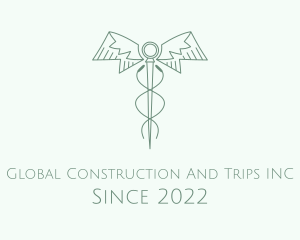 Green - Rod of Aesculapius Acupuncture logo design