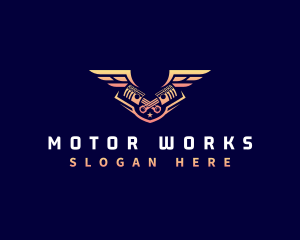 Motor - Wing Piston Motor logo design