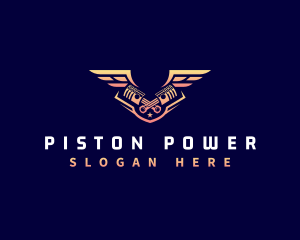 Piston - Wing Piston Motor logo design