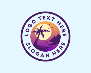 Sunset - Tropical Island Ocean logo design