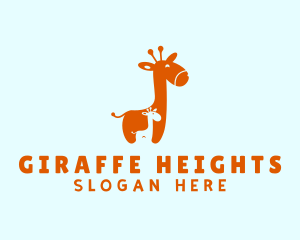 Cute Orange Giraffe logo design