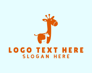 Baby Store - Cute Orange Giraffe logo design