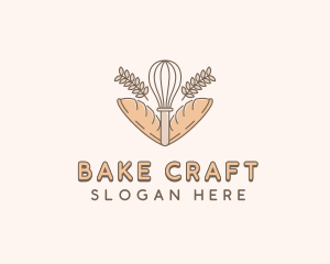 Whisk Baguette Bread logo design