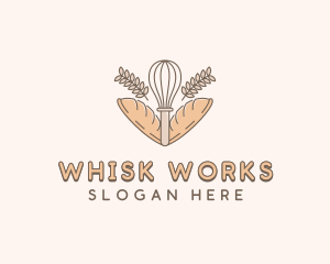 Whisk Baguette Bread logo design