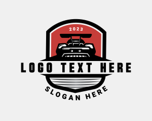 Racecar - Sports Car Automotive Badge logo design