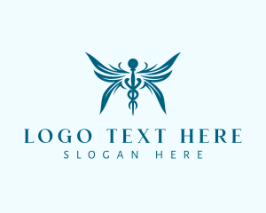 Serpent - Medical Wing Caduceus logo design