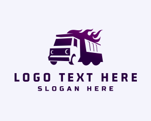 Logistic - Flaming Dump Truck logo design