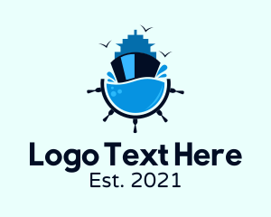 Travel - Sea Ferry Ship Wheel logo design