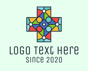 Physician - Colorful Stained Glass Cross logo design