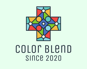Colorful Stained Glass Cross logo design