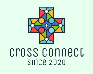 Cross - Colorful Stained Glass Cross logo design