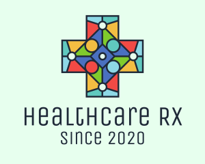 Pharmacist - Colorful Stained Glass Cross logo design