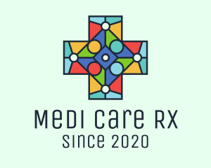 Pharmacist - Colorful Stained Glass Cross logo design
