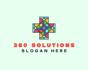 Colorful Stained Glass Cross logo design