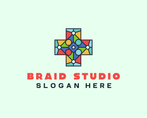 Colorful Stained Glass Cross logo design