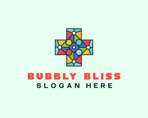 Colorful Stained Glass Cross logo design