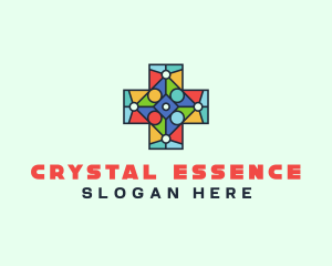 Colorful Stained Glass Cross logo design