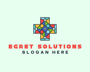 Colorful Stained Glass Cross logo design