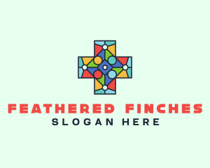 Colorful Stained Glass Cross logo design