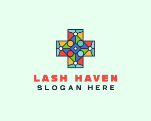 Colorful Stained Glass Cross logo design