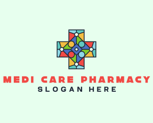 Pharmacist - Colorful Stained Glass Cross logo design