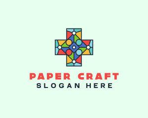 Colorful Stained Glass Cross logo design