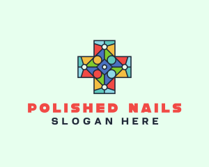 Colorful Stained Glass Cross logo design