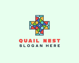 Colorful Stained Glass Cross logo design