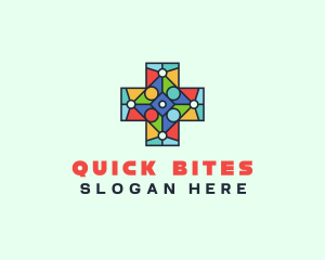 Colorful Stained Glass Cross logo design