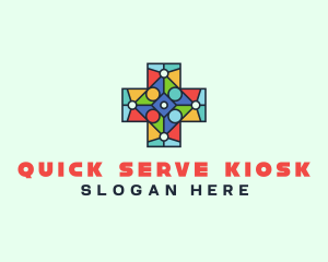 Colorful Stained Glass Cross logo design