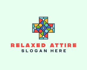 Colorful Stained Glass Cross logo design