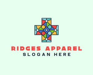 Colorful Stained Glass Cross logo design