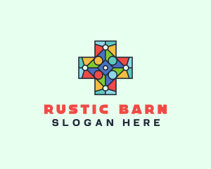 Colorful Stained Glass Cross logo design