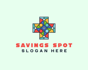 Colorful Stained Glass Cross logo design