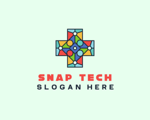 Colorful Stained Glass Cross logo design