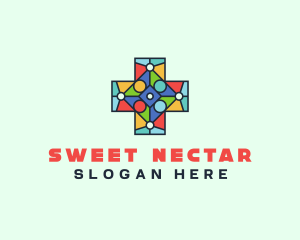 Colorful Stained Glass Cross logo design