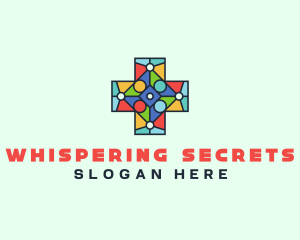 Colorful Stained Glass Cross logo design