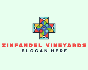 Colorful Stained Glass Cross logo design