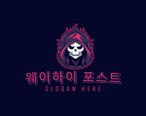 Skeleton Demon Reaper logo design