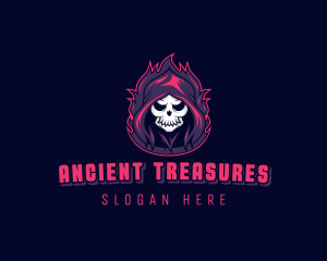 Skeleton Demon Reaper logo design