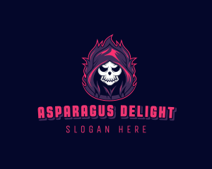 Skeleton Demon Reaper logo design