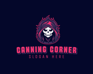 Skeleton Demon Reaper logo design