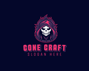 Skeleton Demon Reaper logo design