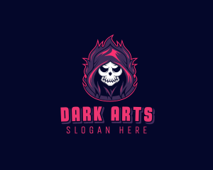 Skeleton Demon Reaper logo design