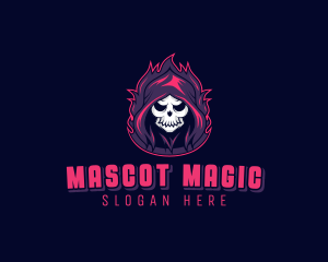 Skeleton Demon Reaper logo design