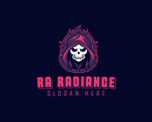 Skeleton Demon Reaper logo design