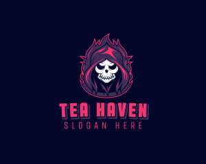 Skeleton Demon Reaper logo design